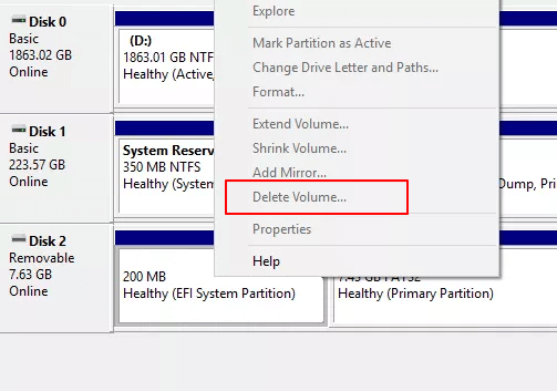 Efi system partition removal